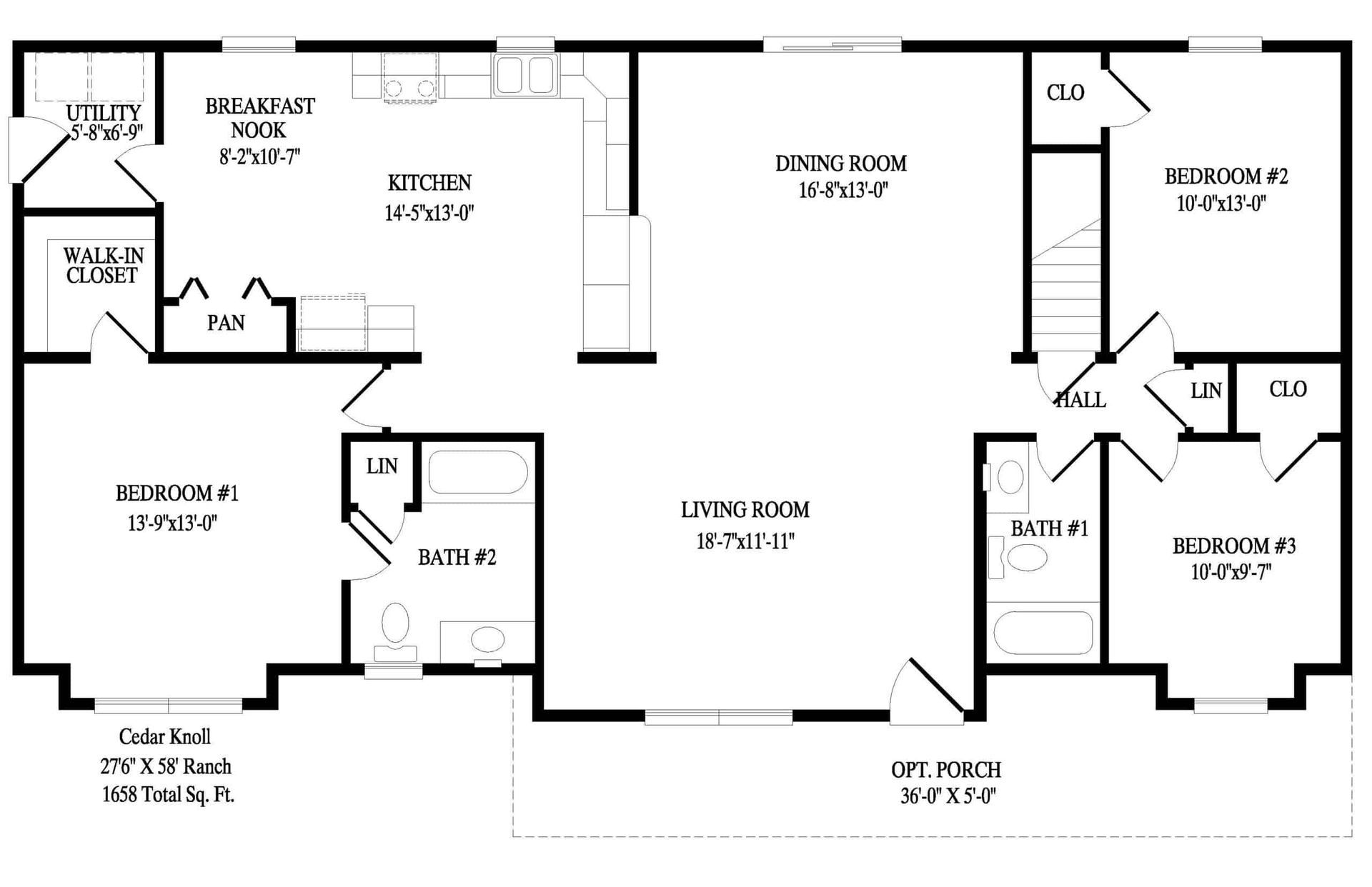 A black and white floor plan of a house.