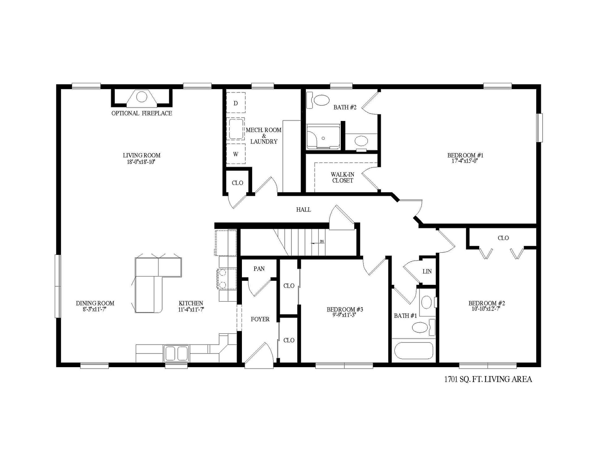 A black and white floor plan of a house.