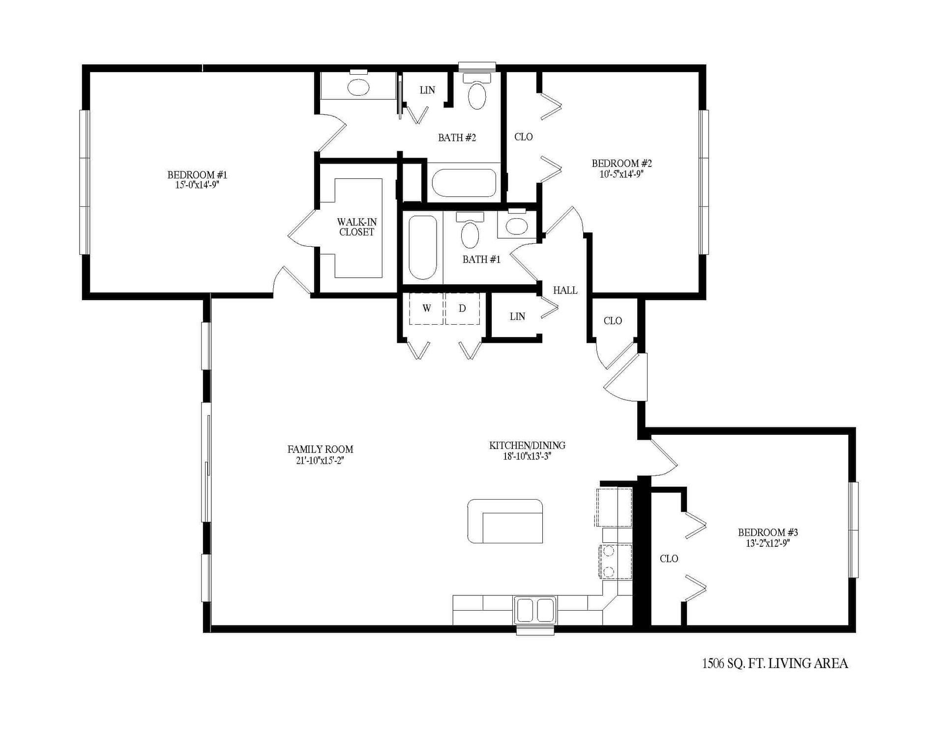 A black and white floor plan of a house.