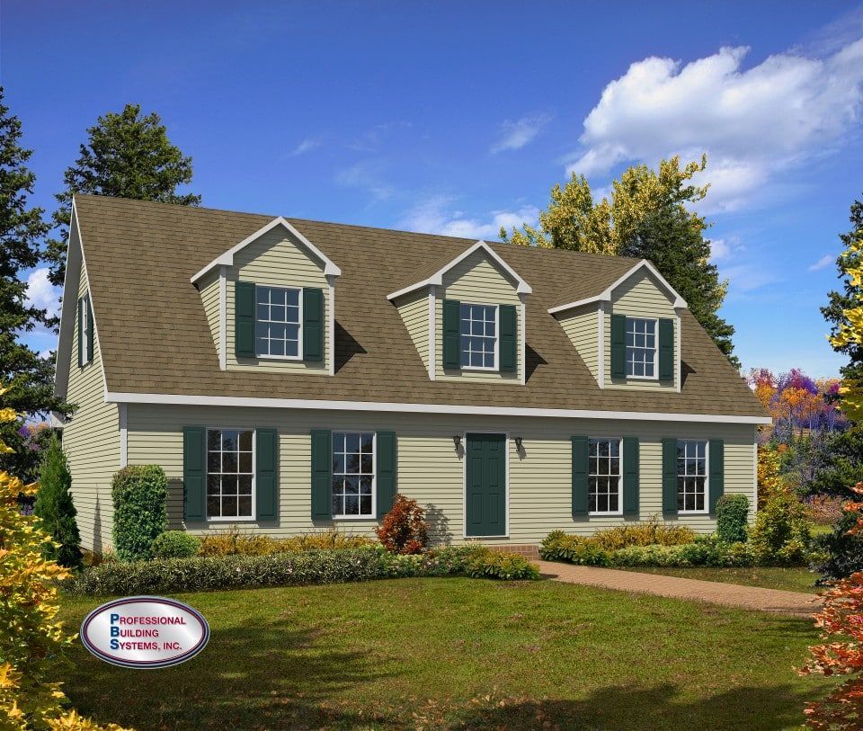 An artist 's impression of a house with green shutters