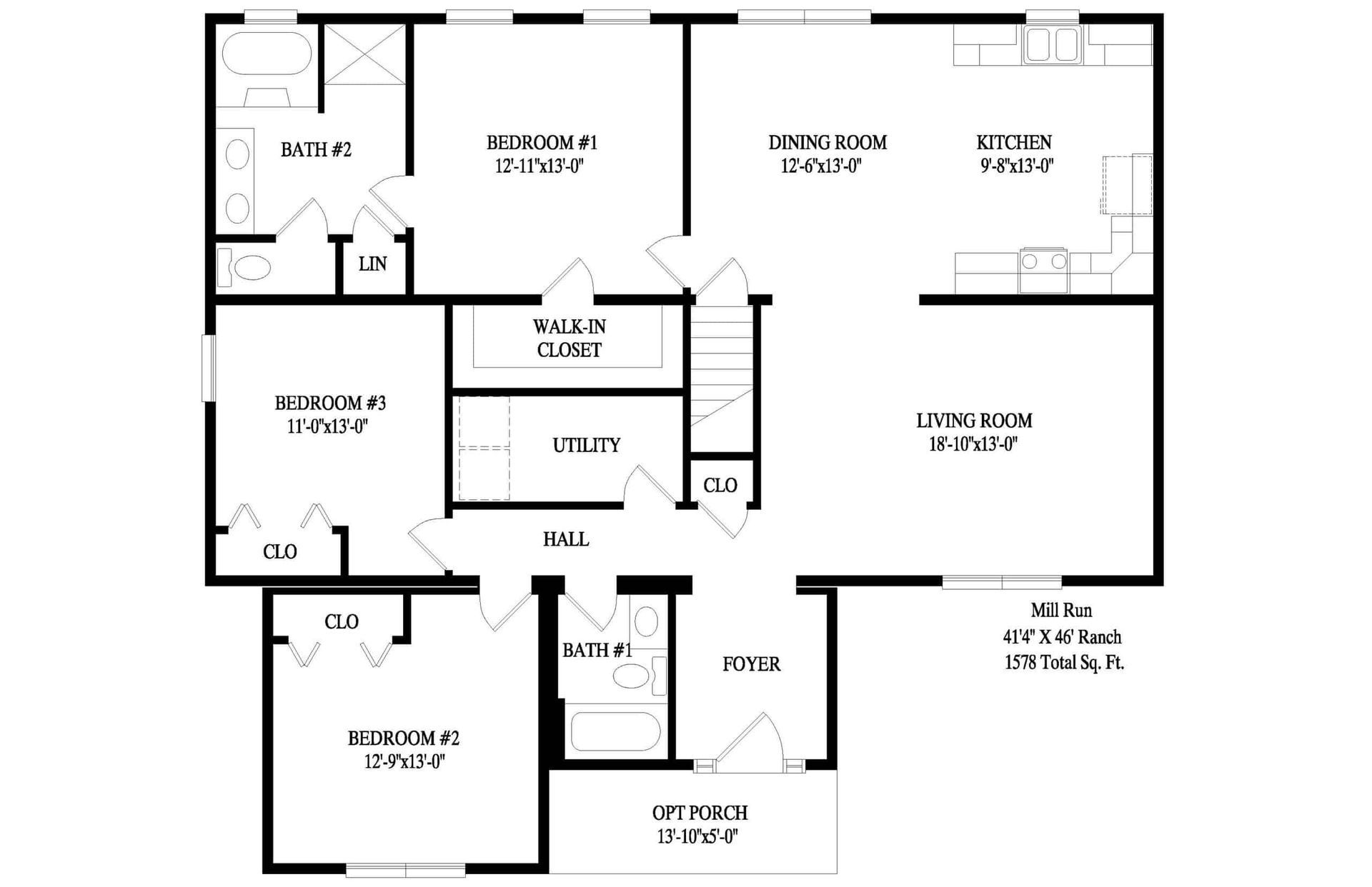 A black and white floor plan of a house.