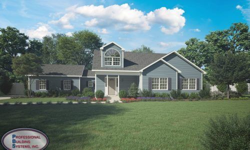 A house with a lot of windows and a large porch