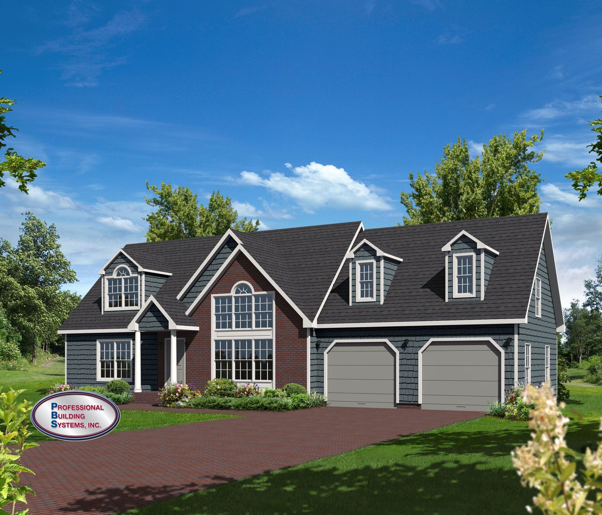 An artist 's impression of a house with two garages