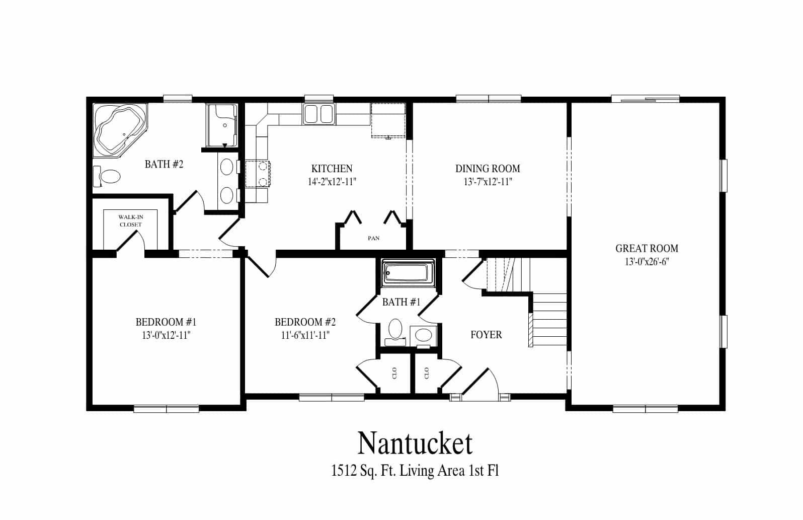 A black and white floor plan of a house in nantucket.