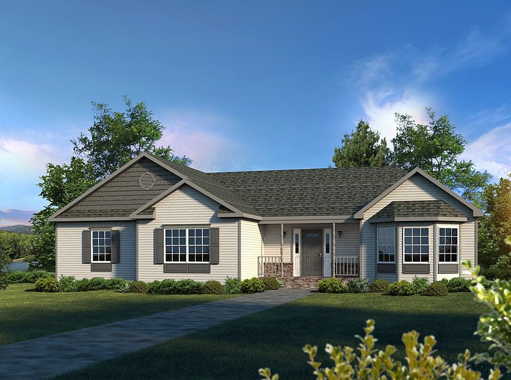 An artist 's impression of a house with a gray roof