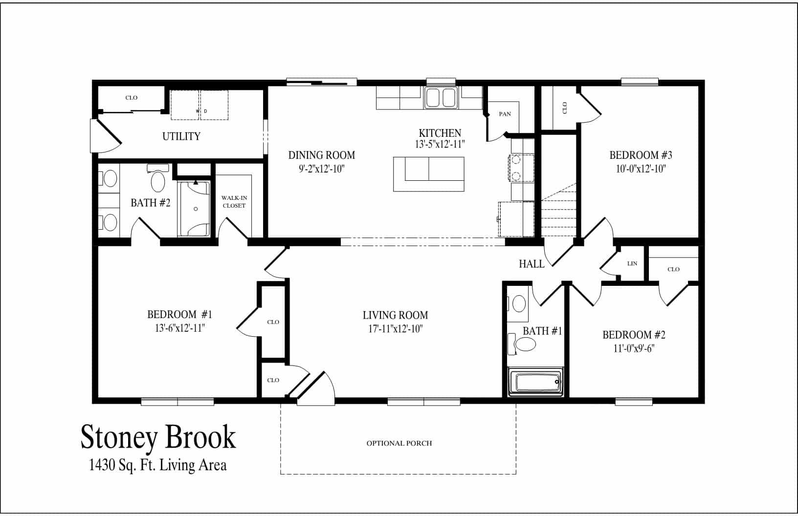 A black and white floor plan of a house called stoney brook
