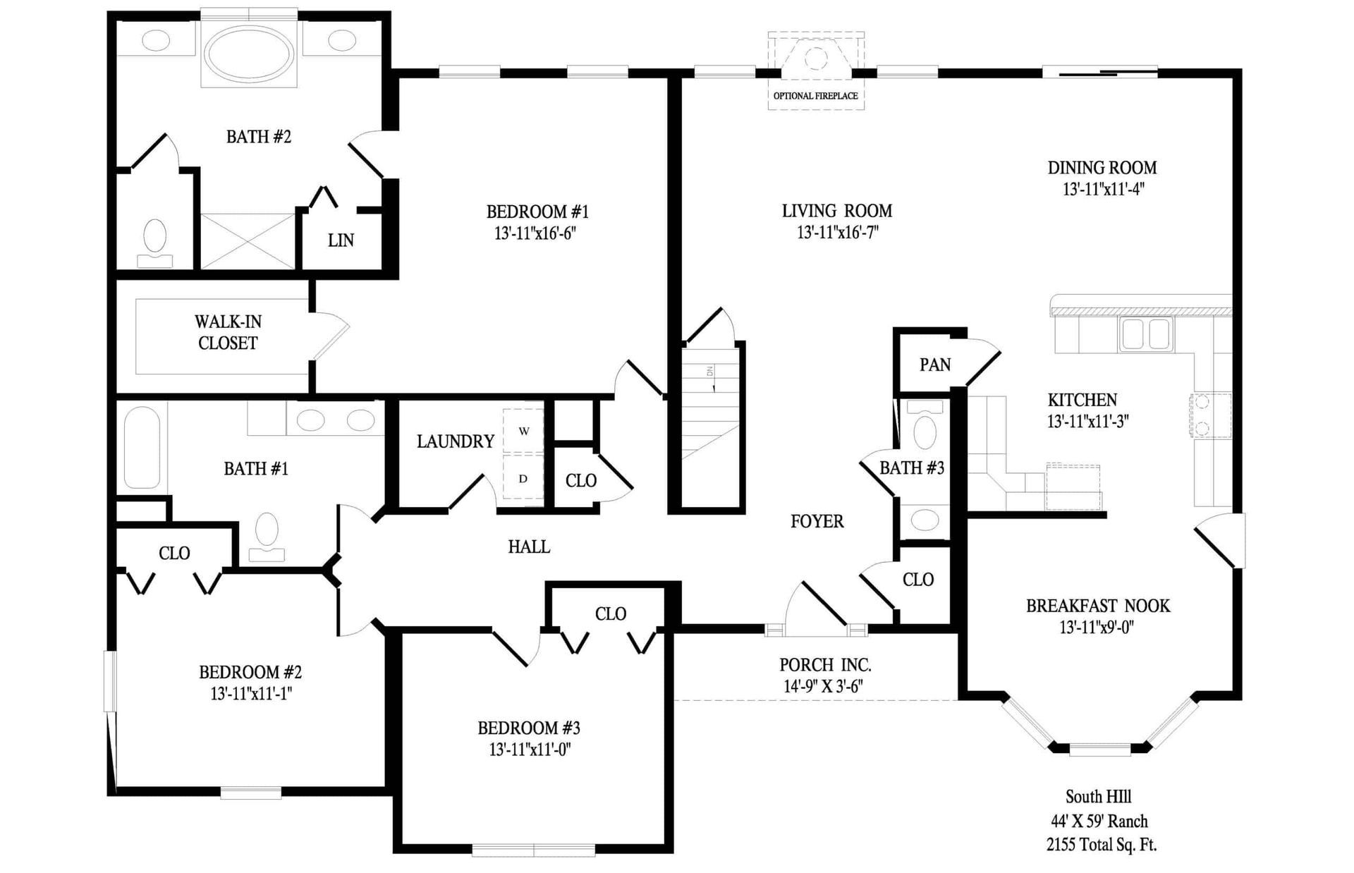 A black and white floor plan of a house.