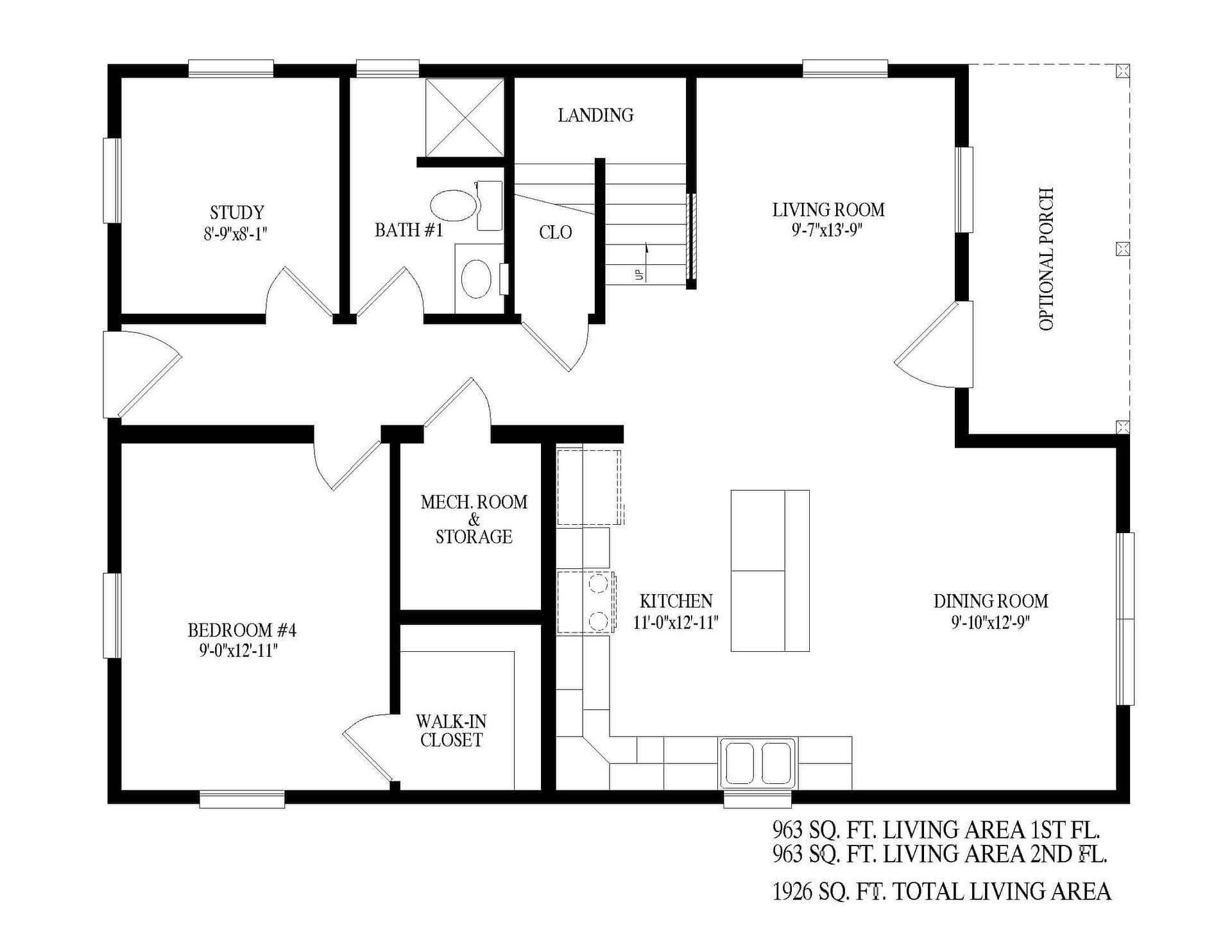 A black and white floor plan of a house.