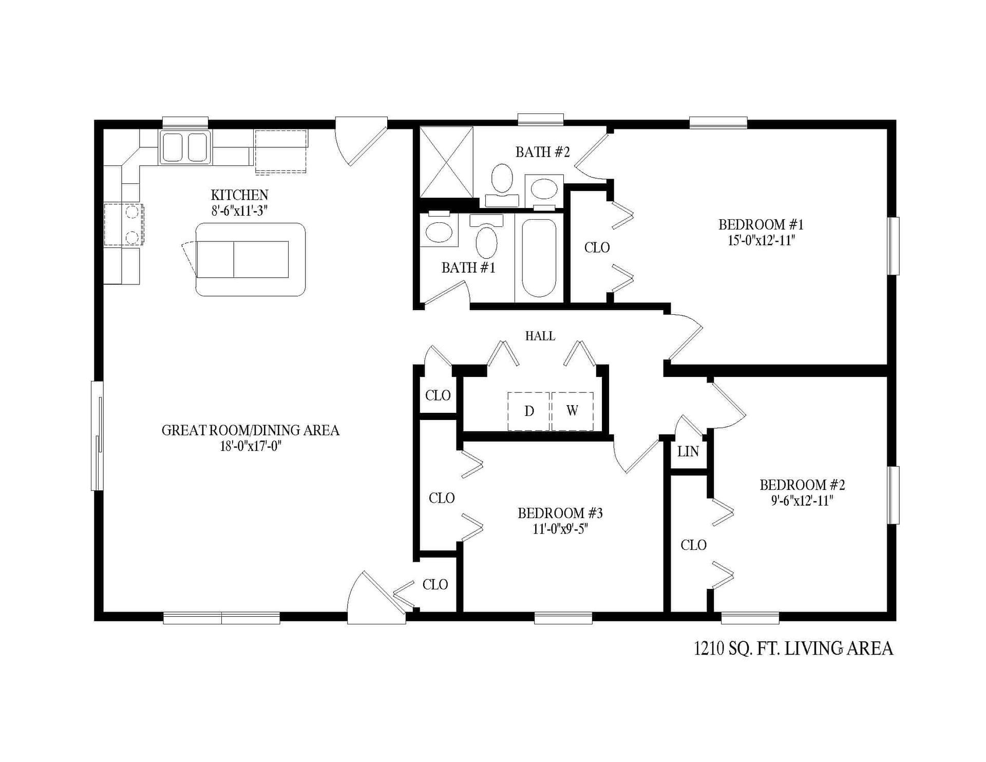 A black and white floor plan of a house.