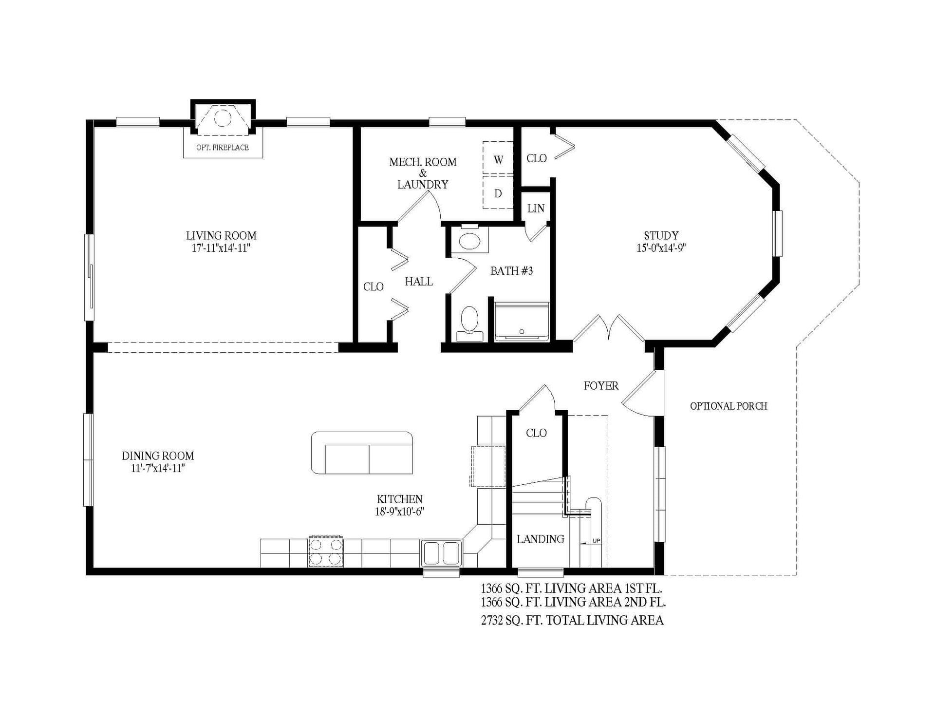 A black and white floor plan of a house with a balcony.