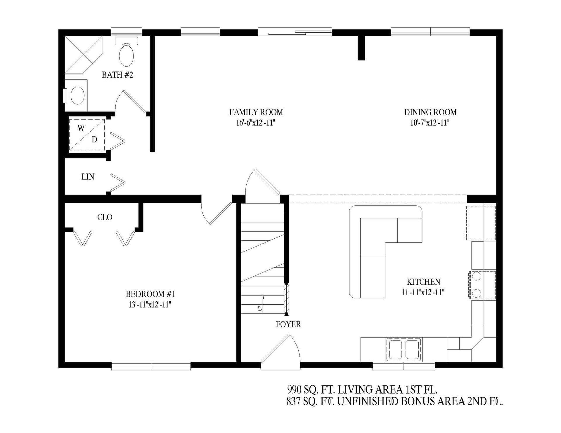 A black and white floor plan of a house.