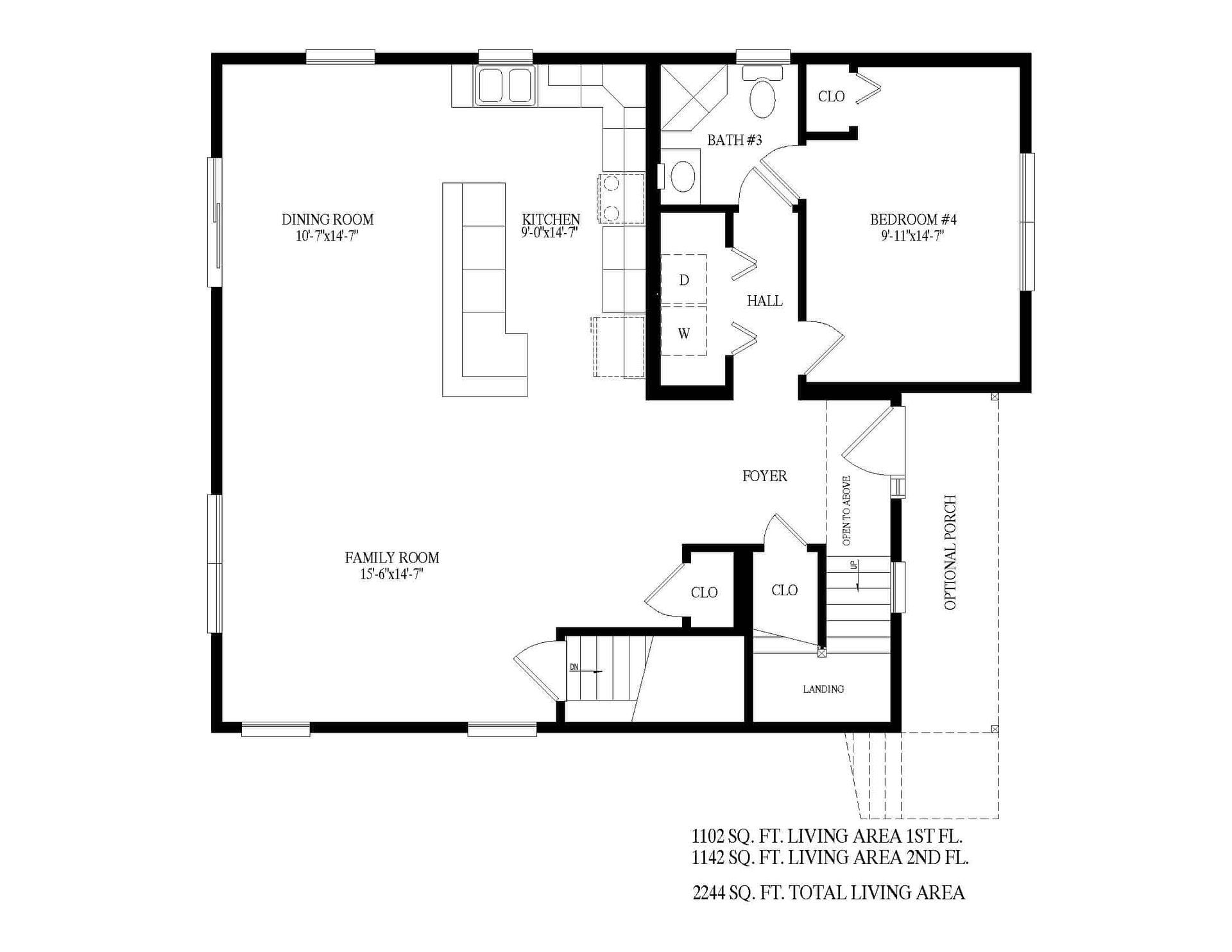 A black and white floor plan of a house.