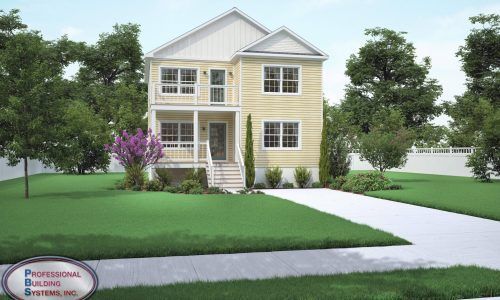 A house with a lot of windows and a porch