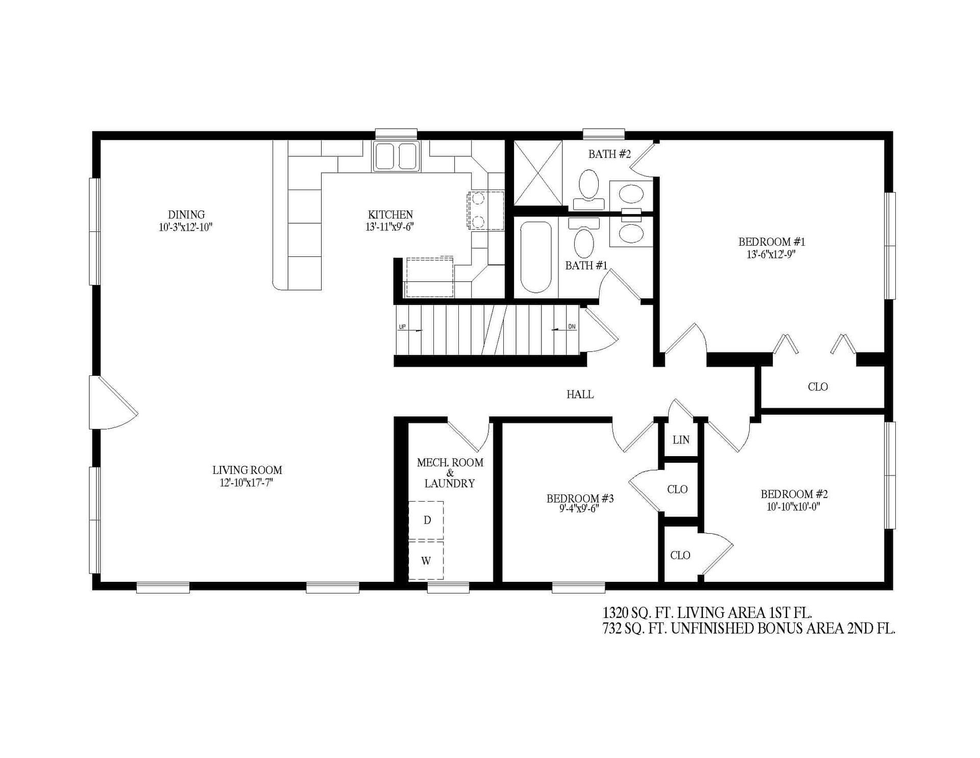 A black and white floor plan of a house.