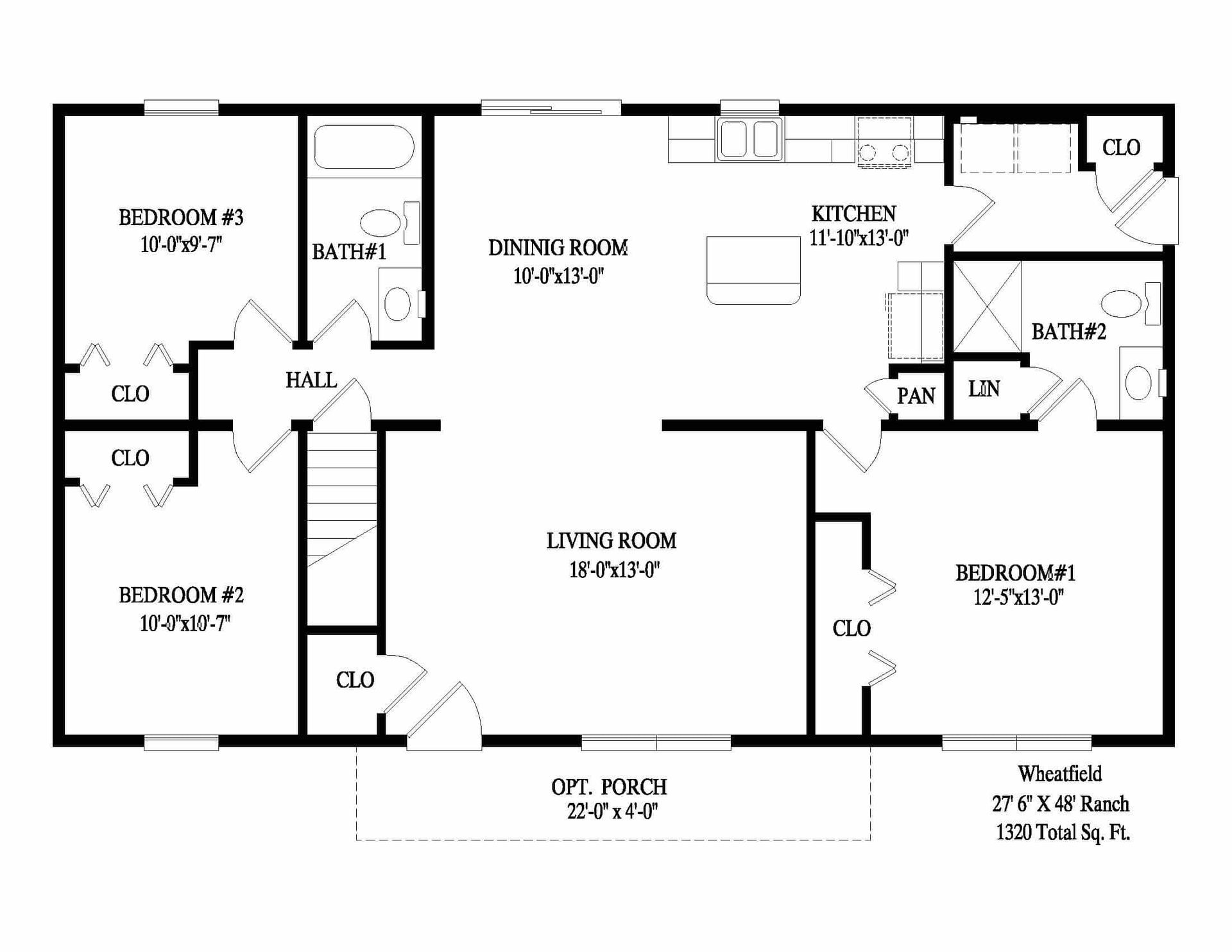 A black and white floor plan of a house.