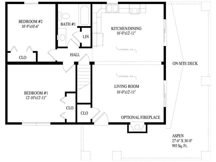 A black and white floor plan of a house with a fireplace.