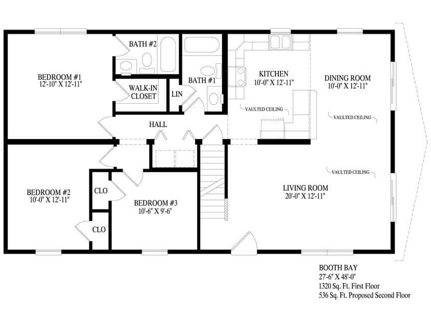 A black and white floor plan of a house.