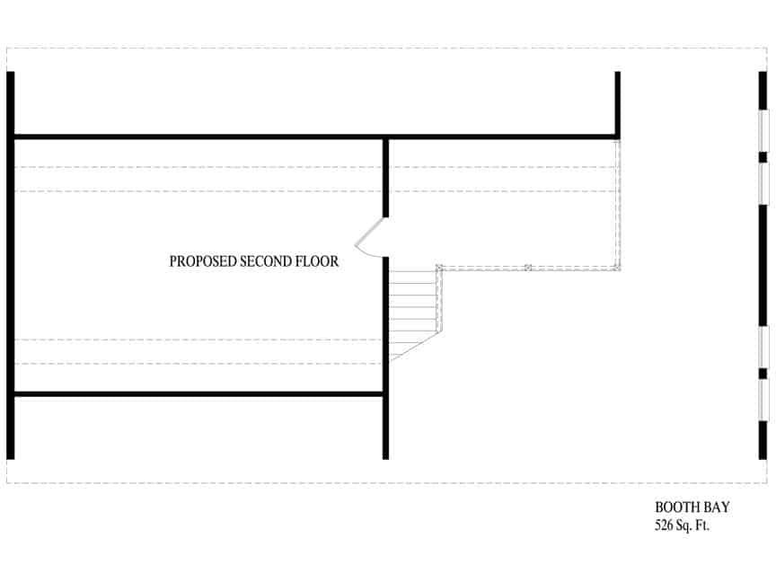 A black and white floor plan of a house with a staircase.