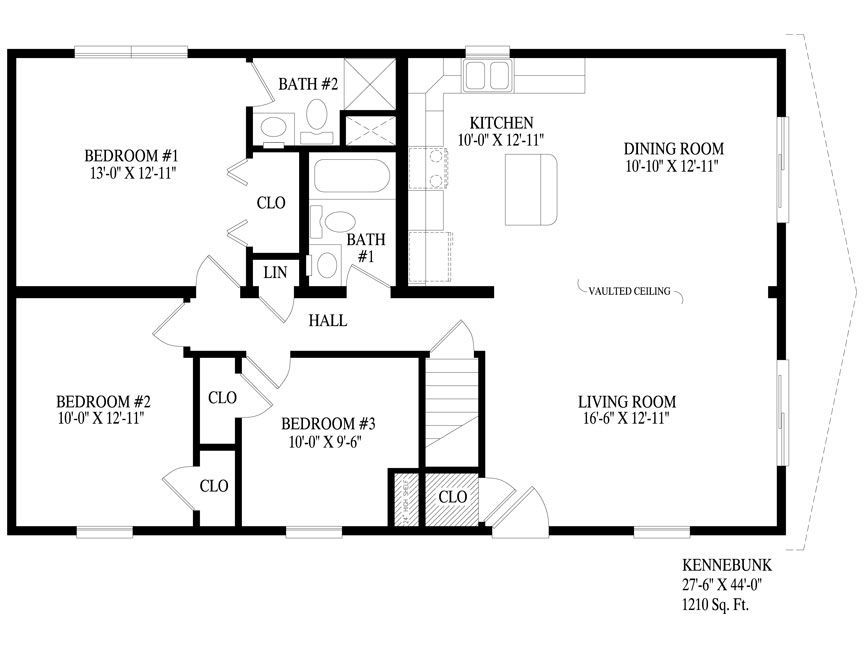 A black and white floor plan of a house.