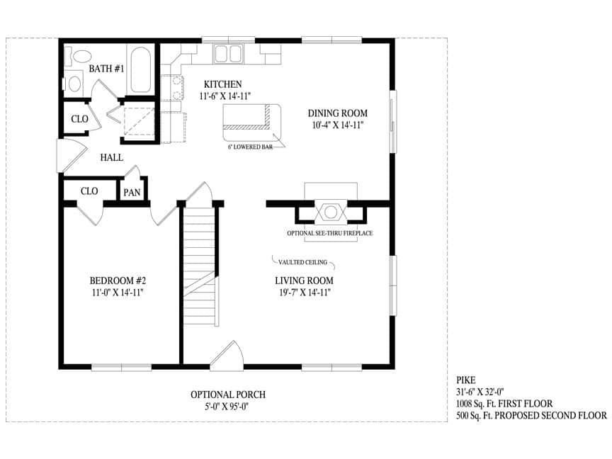 A black and white floor plan of a house.