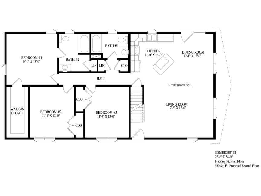 A black and white floor plan of a house.