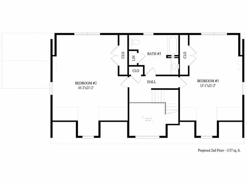 A black and white floor plan of a house.