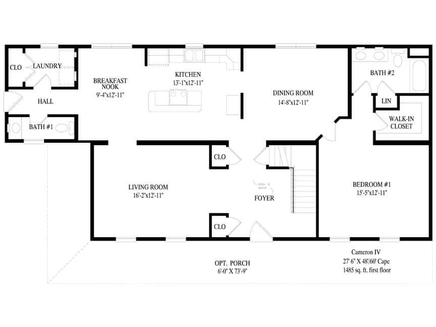 A black and white floor plan of a house