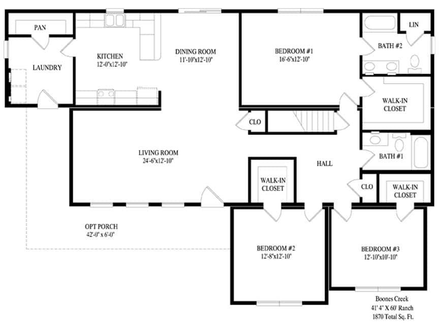 A black and white floor plan of a house.