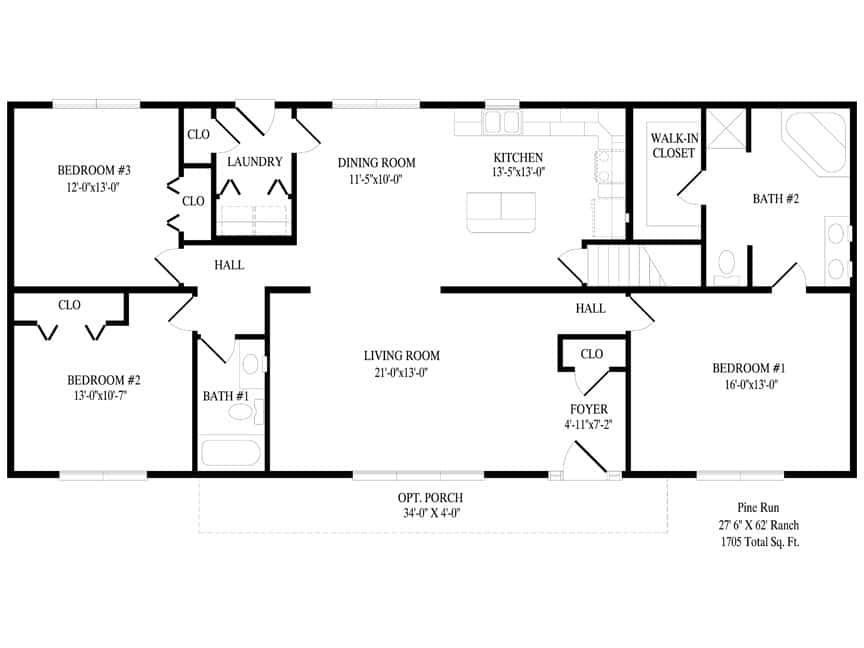 A black and white floor plan of a house.