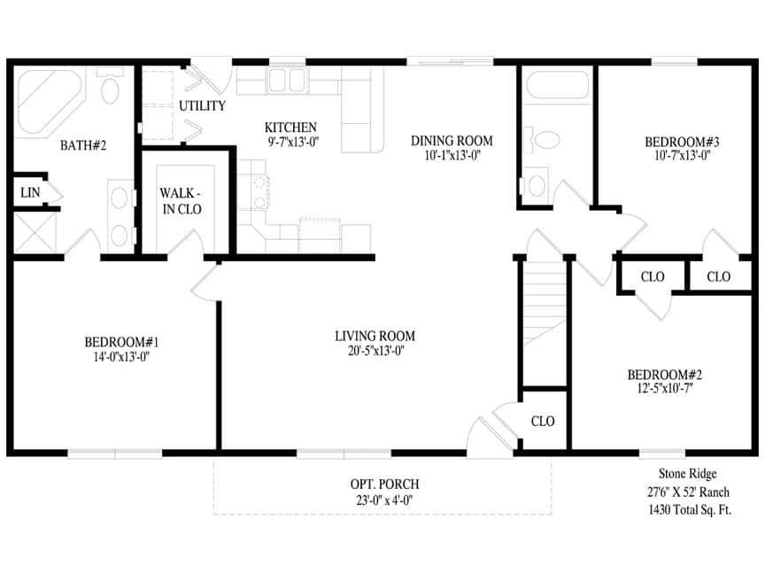 A black and white floor plan of a house.