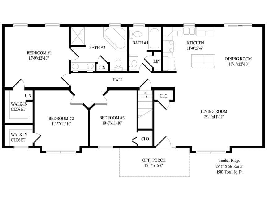 A black and white floor plan of a house.