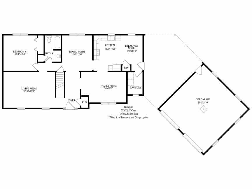A black and white floor plan of a house