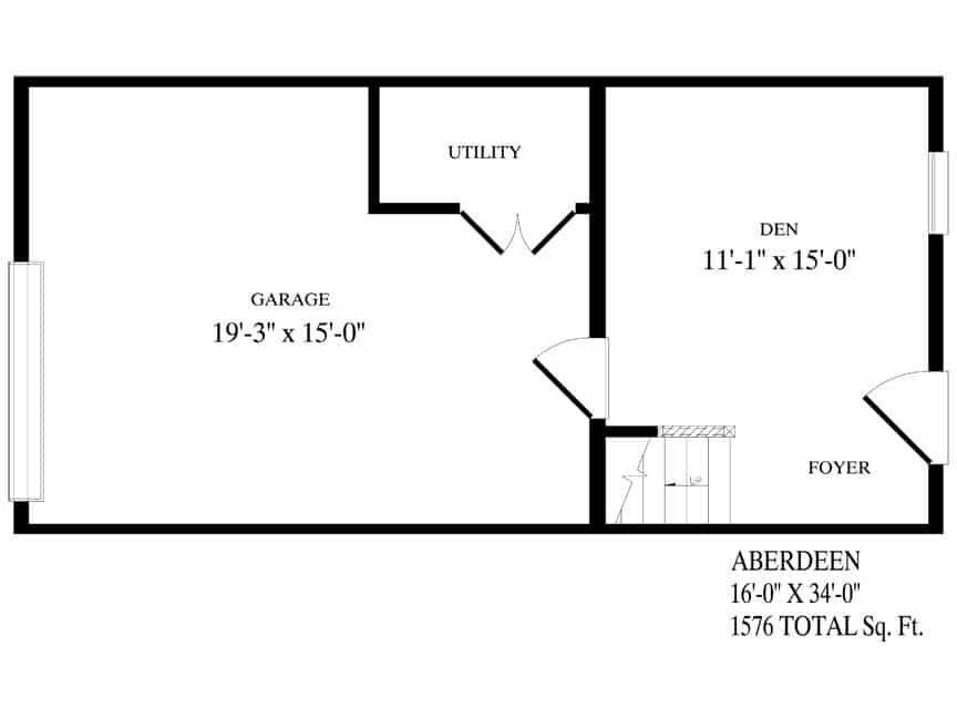 A black and white floor plan of an aberdeen house
