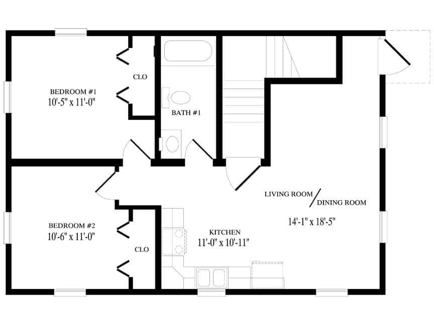 A black and white floor plan of a house.