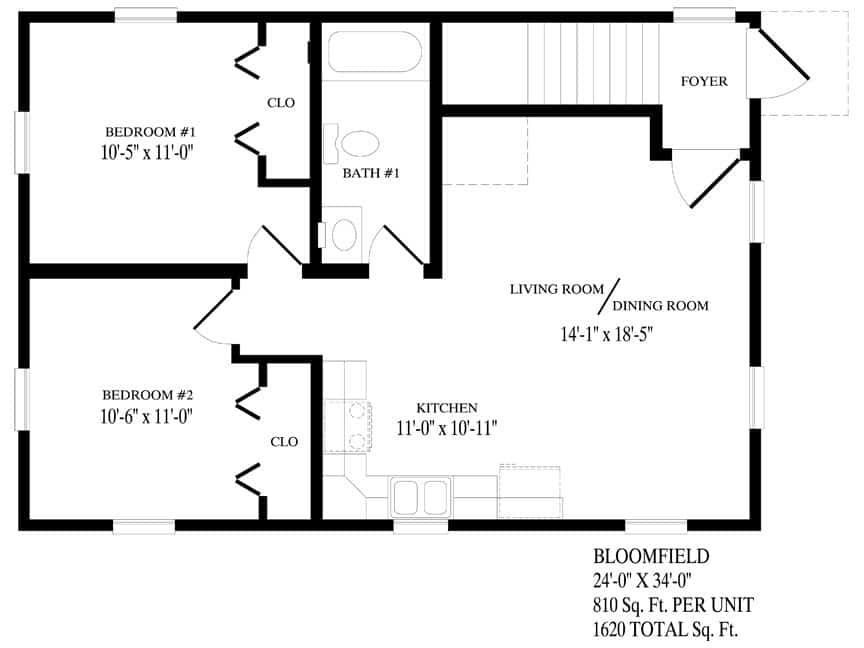 A black and white floor plan of a house.
