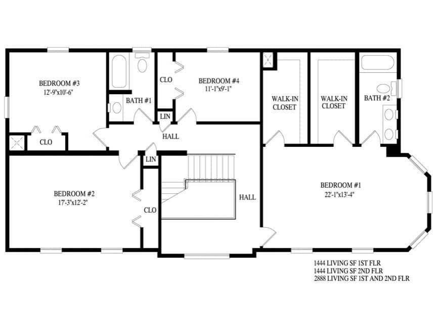 A black and white floor plan of a house.