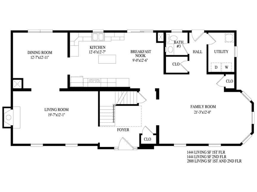 A black and white floor plan of a house.