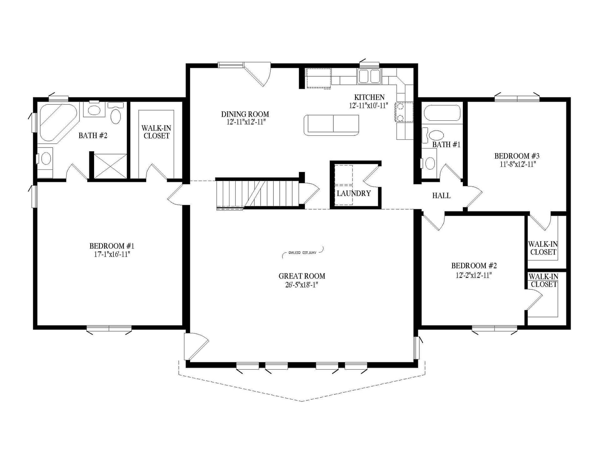 A black and white floor plan of a house.