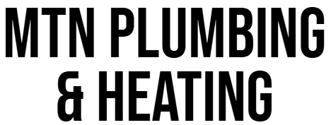 The logo for mtn plumbing and heating is black and white.