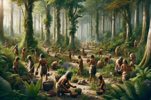 An aerial view of a shaded tunnel entry in the woods.