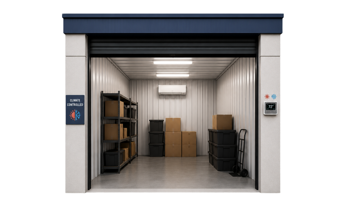 Climate-controlled storage at CareSafe Storage Williston