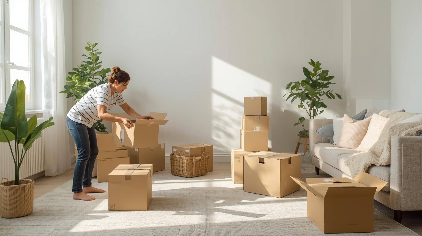 Minimalist built-in shelves with neatly arranged decor and books.