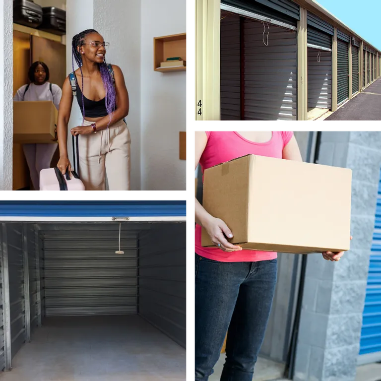 image of various people packing and moving items into storage unit for CareSafe Storage