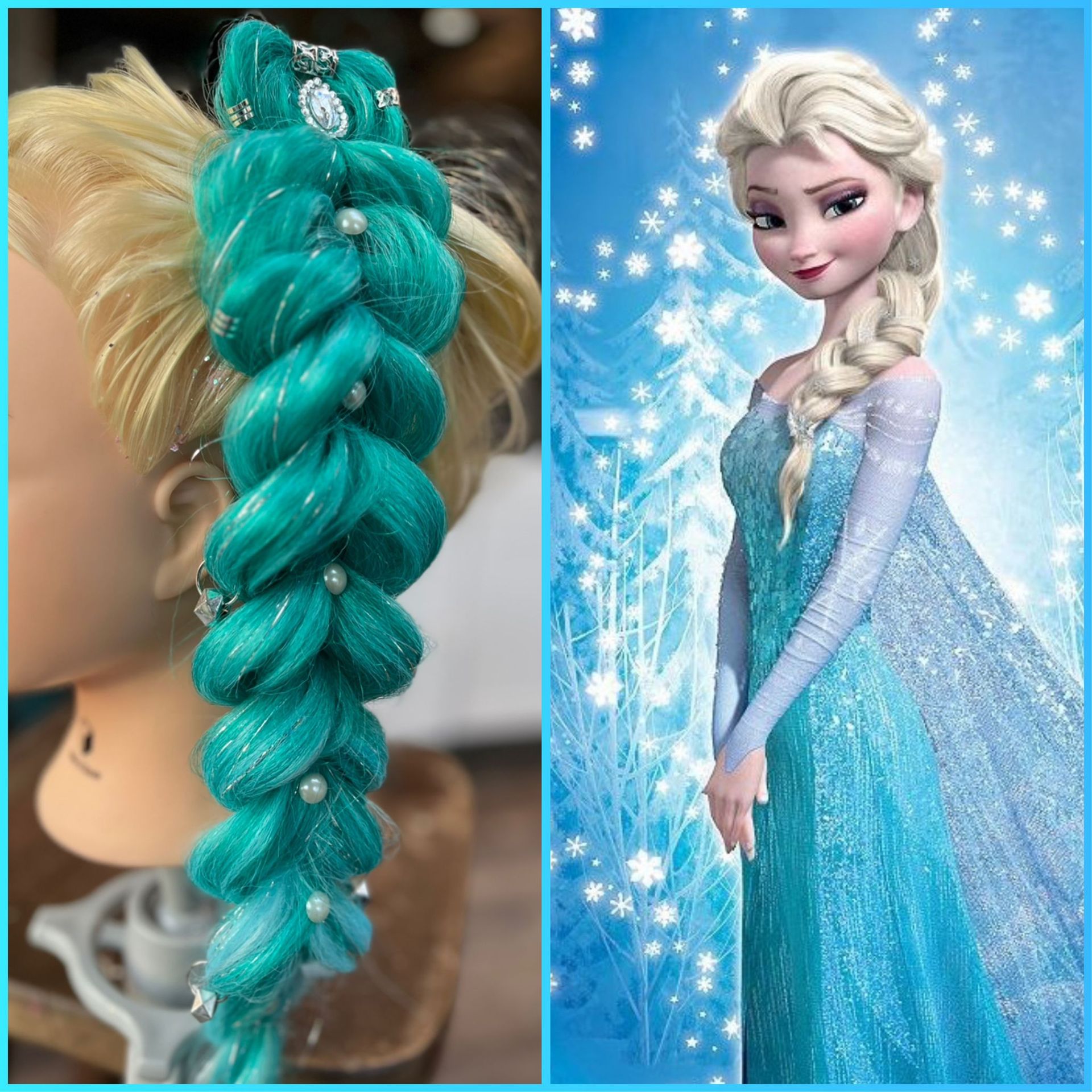 Elza vlecht met ijskristallen