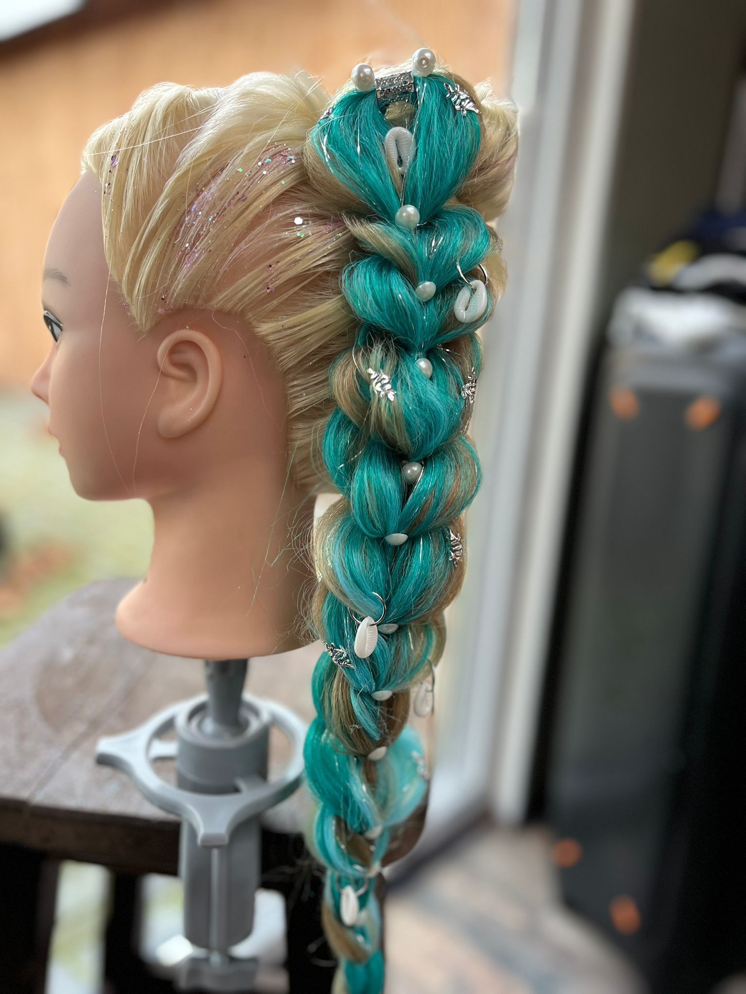 Zeemeermin vlecht met schelpjes en glitters