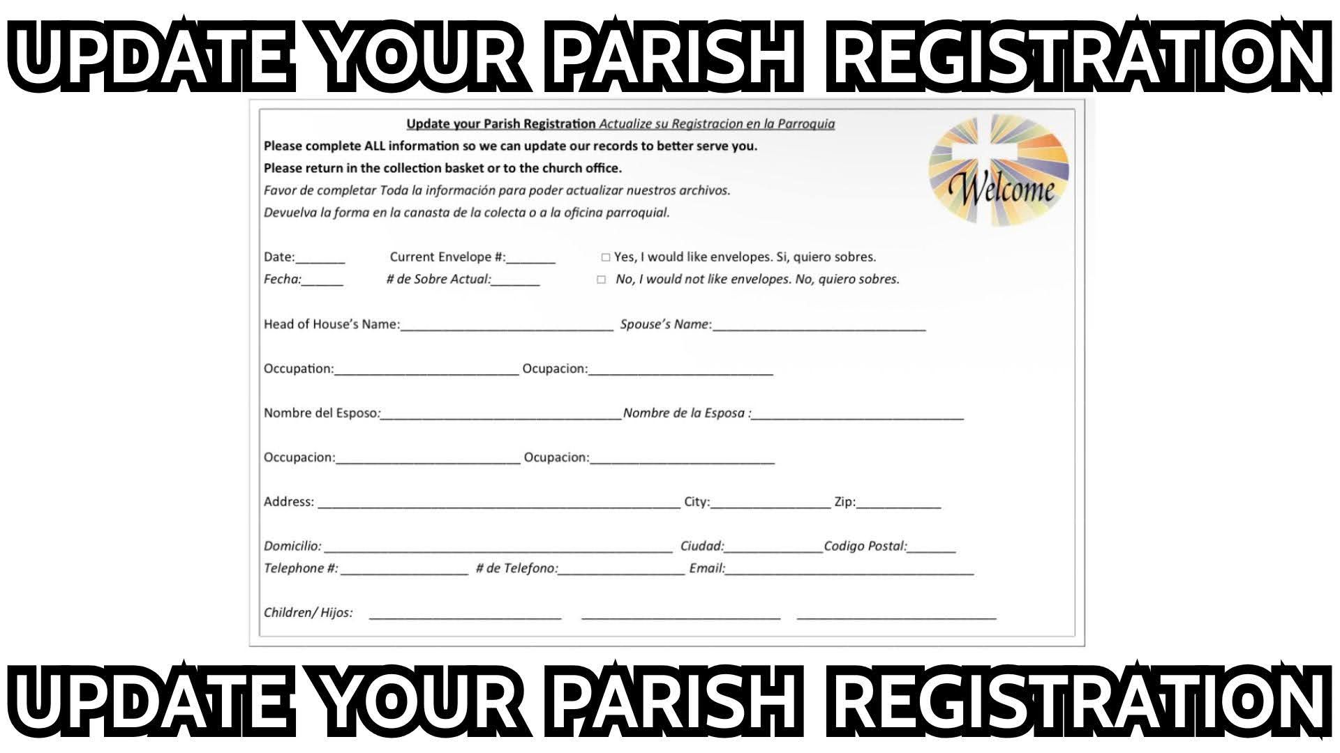 Parish registration form with 