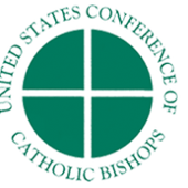 The green and white logo of the United States Conference of Catholic Bishops featuring a centered cross inside a circle.