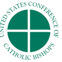 The green and white logo of the United States Conference of Catholic Bishops featuring a centered cross inside a circle.