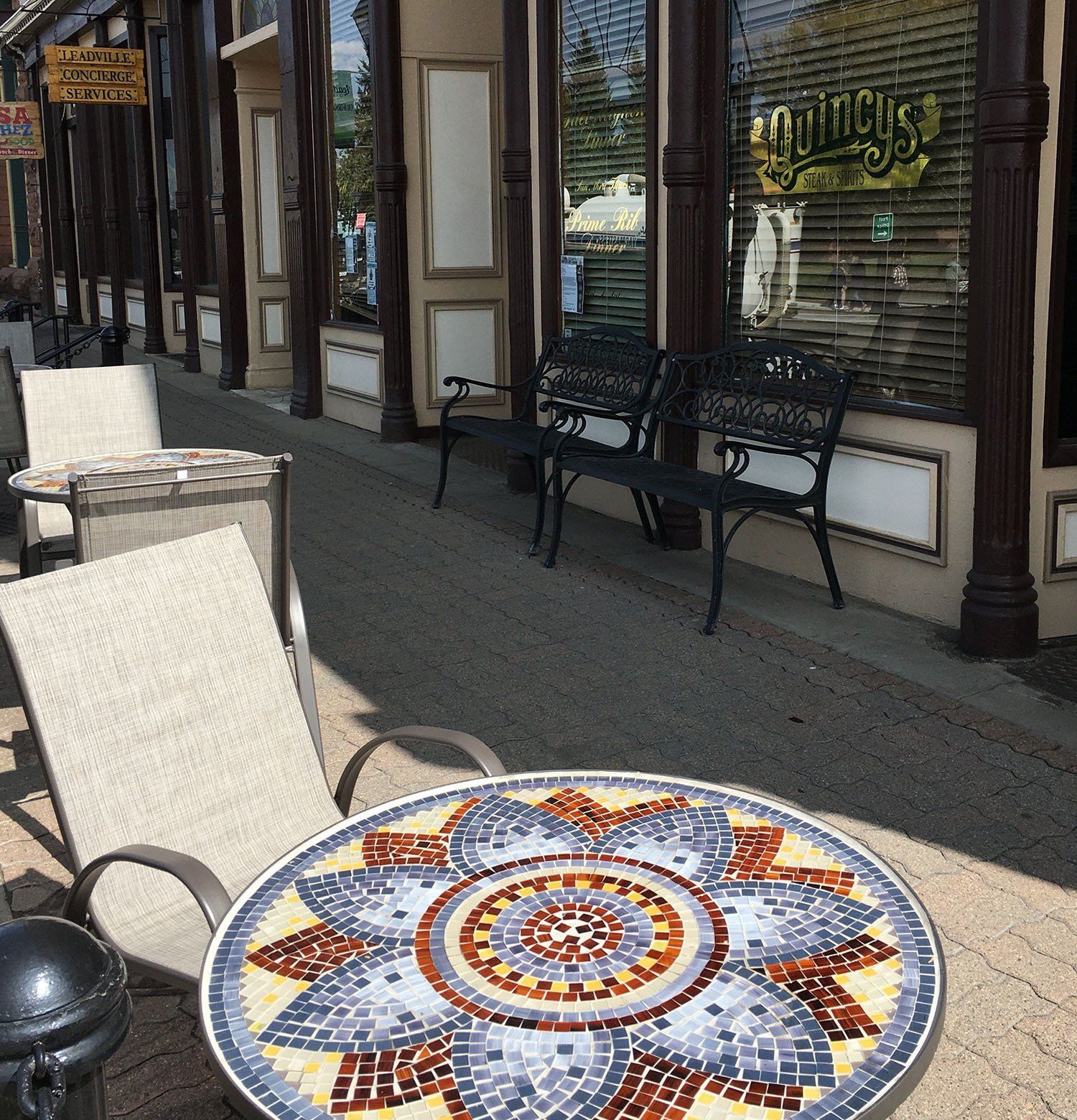 Table Setup Infront of Quincys Steak — Leadville, CO — Quincys Steak & Spirits