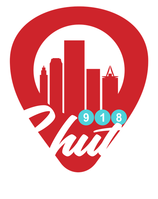 A red and white logo for a company called thrift